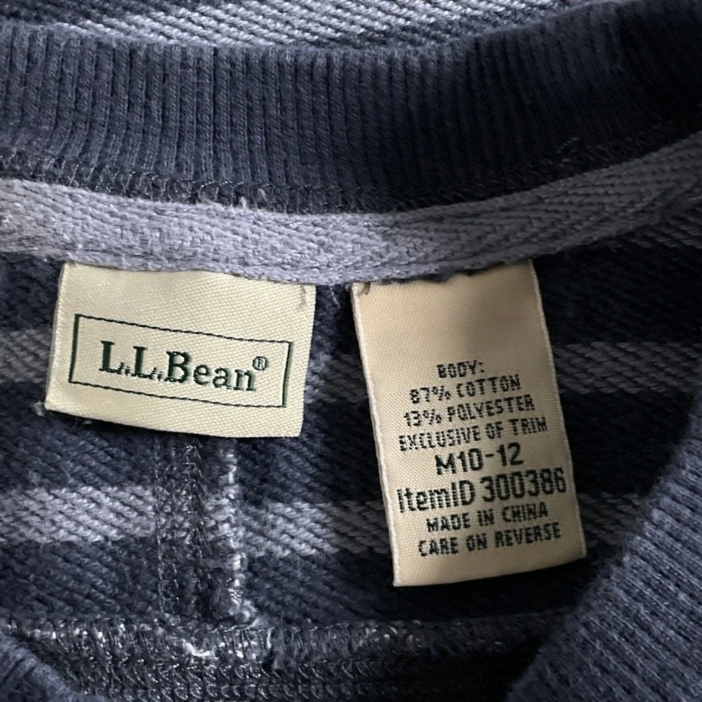LLBean Kids Boys Striped Long Sleeve Raglan Sweatshirt‎ Size M 10-12